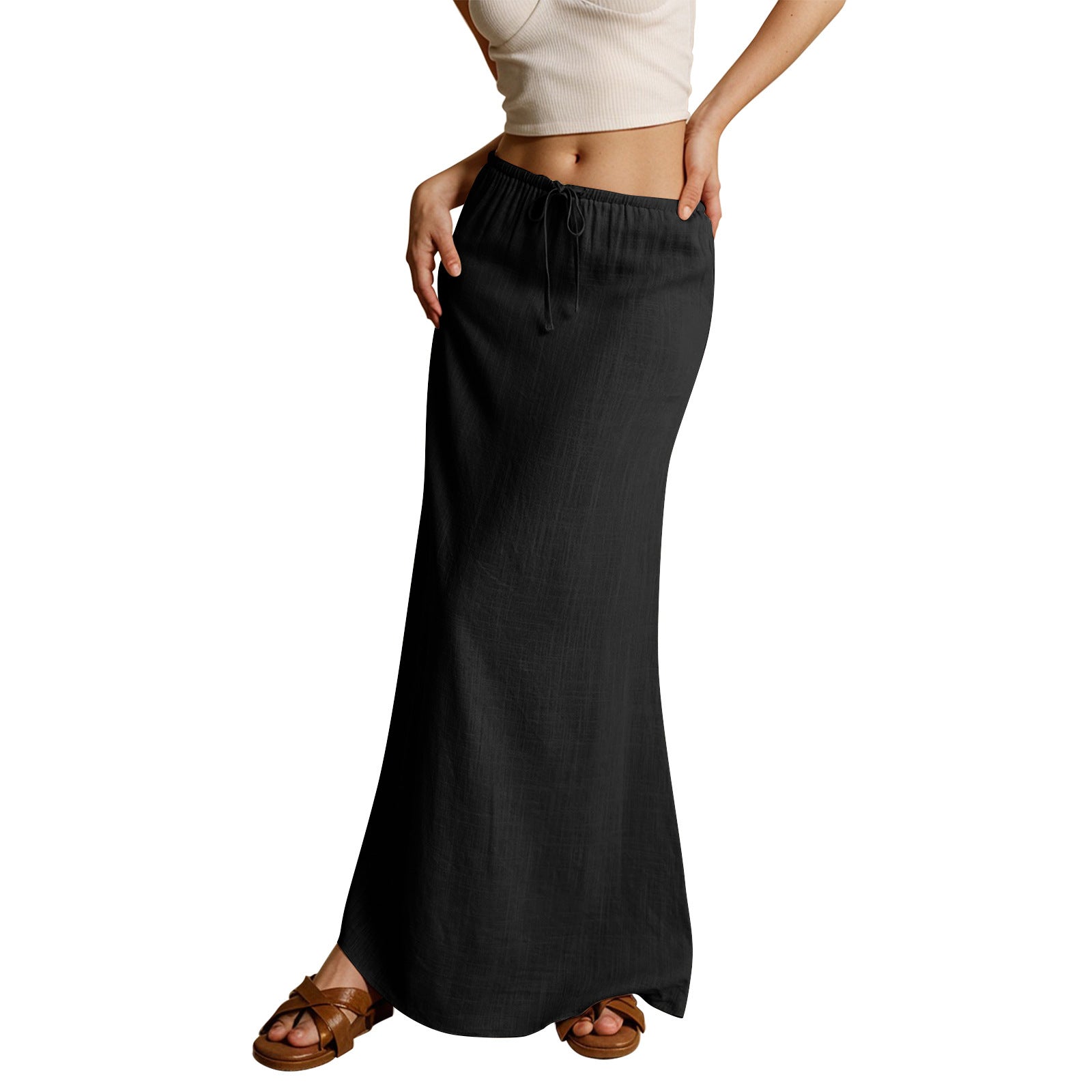 Drawstring Elastic Waist Skirt