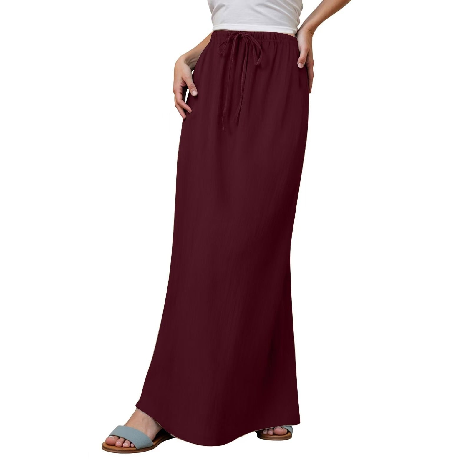 Drawstring Elastic Waist Skirt