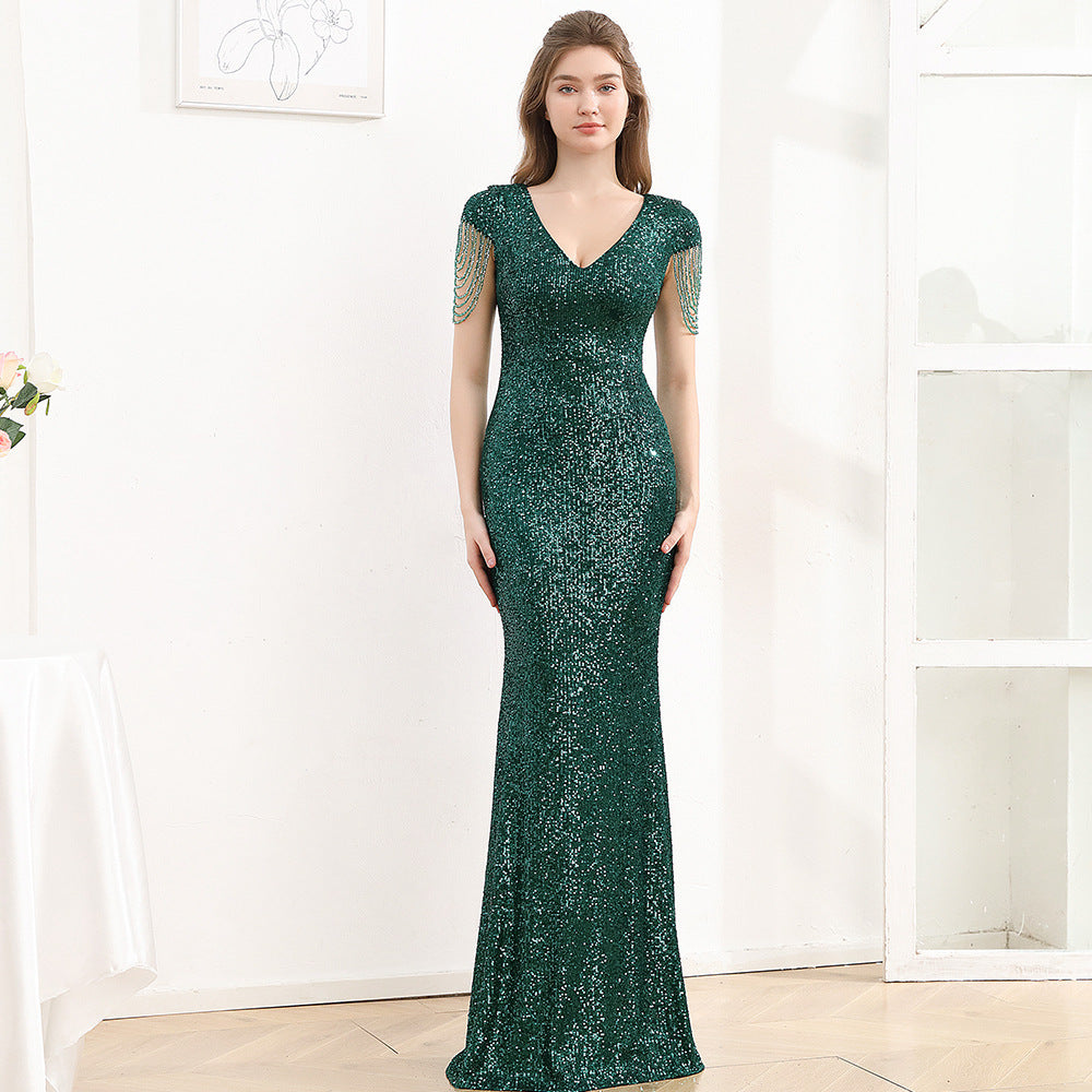 Sequined Slim Fit Slimming Long Dress