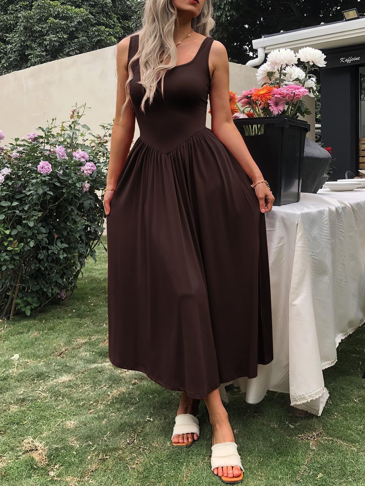 Sling Square Collar Pleated Dress