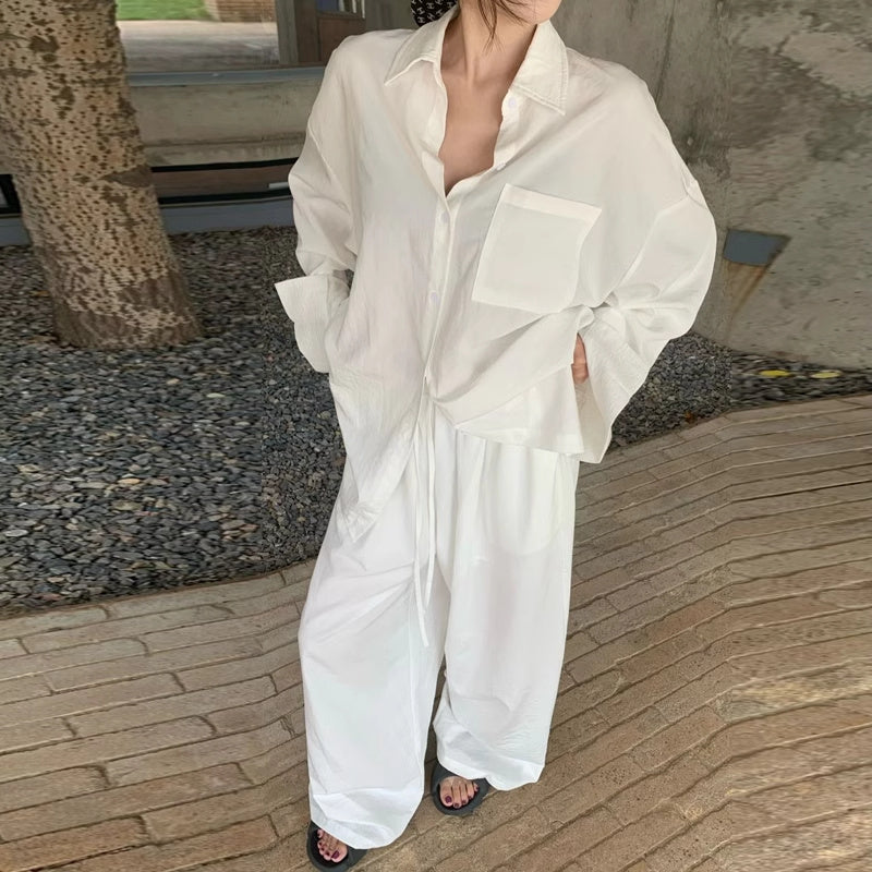 Polo Collar Shirt Top Suit Female