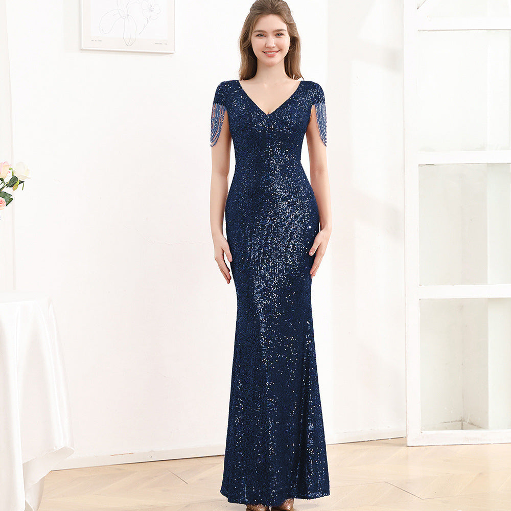 Sequined Slim Fit Slimming Long Dress