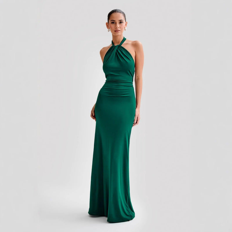 Sleeveless Slim Waist Halter Sheath Dress