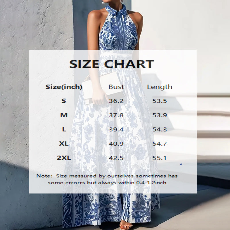 Floral Print Halter Neck Maxi Dress