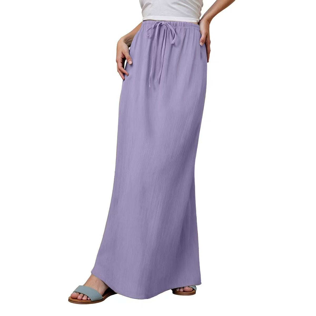 Drawstring Elastic Waist Skirt
